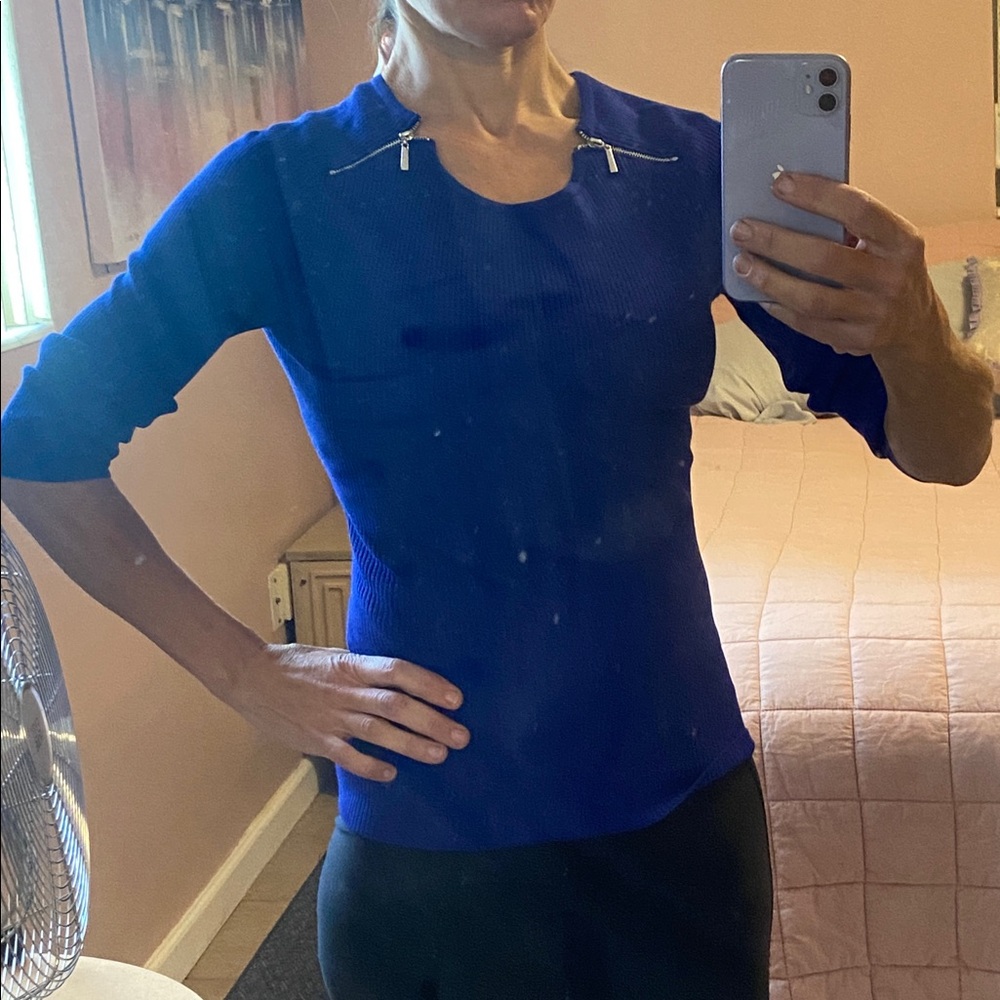 Chelsea & Theodore Royal Blue soft rayon and nylon Knit Top